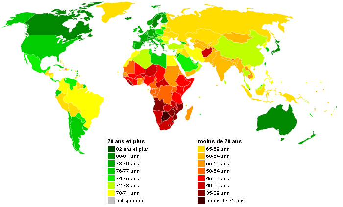 Espérance de vie par pays en 2006
