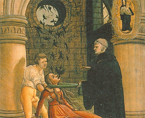 Illustration du 16e siècle représentant un exorcisme